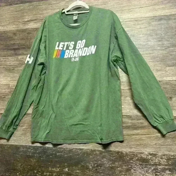 Let's Go Brandon Long Sleeve Shirt Green Size 2XL - Picture 1 of 3